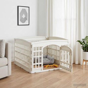 4 panelių šunų žaidimų buferis Balta 91 x 91 x 58 cm Plastmasė