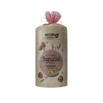 „Nature“ kviečių trapučiai su aviečių glaistu, 210 g.