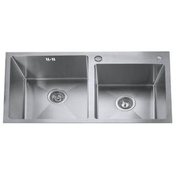 Nerūdijančio plieno plautuvė S8446H Satin 1.0mm su sifonu