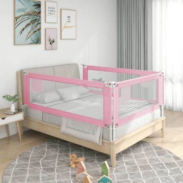  Apsauginis turėklas vaiko lovai, rožinis, 100x25cm, audinys