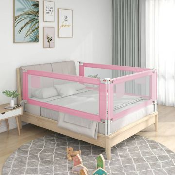  Apsauginis turėklas vaiko lovai, rožinis, 120x25cm, audinys