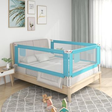  Apsauginis turėklas vaiko lovai, mėlynas, 100x25cm, audinys
