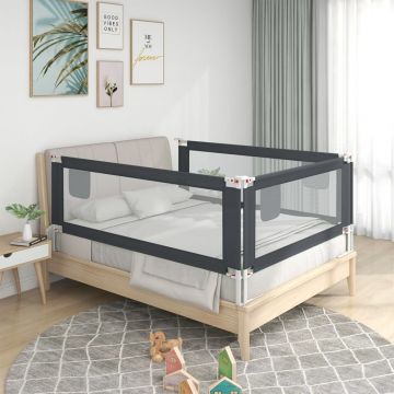  Apsauginis turėklas vaiko lovai, pilkas, 150x25cm, audinys
