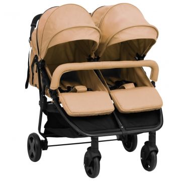  Vaikiškas vežimėlis dvynukams, taupe ir juodos spalvos, plienas