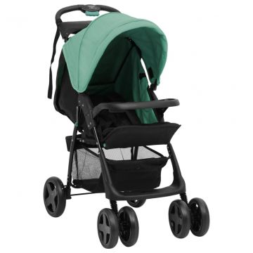  Vaikiškas vežimėlis 2-1, žalios ir juodos spalvos, plienas