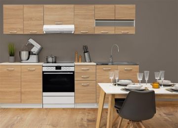 Virtuvės baldų kompl. Domoletti Perla, baltas/ąžuolo, 2.6 m