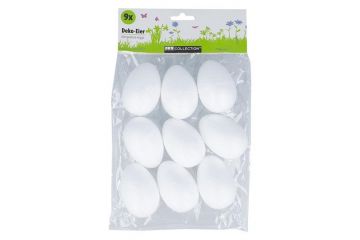Dekoracija Eggs, balta, 6 cm, 9 vnt.
