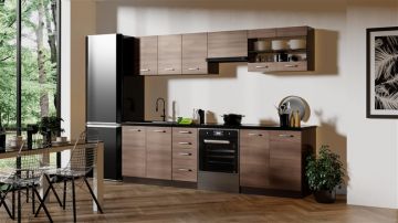 Virtuvės kompl. Domoletti Amanda1, rudas/pilkas/ąžuolo 2.6 m