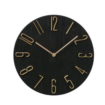 Laikrodis TEMPO 2043987, aukso/juoda, plastikas, D30 cm