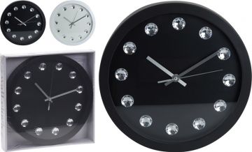 Laikrodis su kristalo akmenėliais, įv.spalvų, 30cm