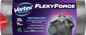 Šiukšlių maišai Vortex Flexy Force, 35 l, 15 vnt.