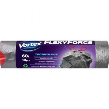 Šiukšlių maišai Vortex Flexy Force, 60 l, 10 vnt.