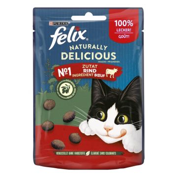 Kačių skanėstas FELIX NATURALLY DELICIOUS, jautiena, 0,05 kg