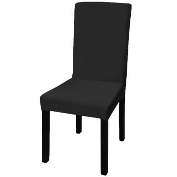  Tiesūs įtempiami kėdžių užvalkalai, 6vnt., juodos spalvos