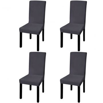  Tiesūs įtempiami kėdžių užvalkalai, 4vnt., antracito spalvos
