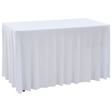  Įtemp. staltiesės su sijonais, 2 vnt., baltos, 120x60,5x74 cm
