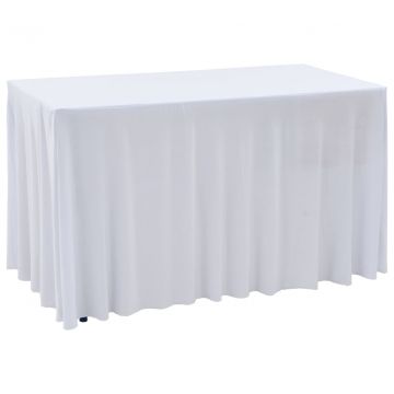  Įtempiamos staltiesės su sijonais, 2 vnt., baltos, 243x76x74 cm