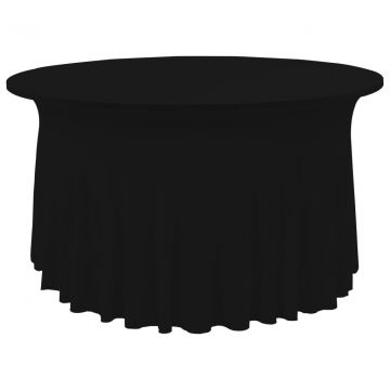  Įtempiamos staltiesės su sijonais, 2 vnt., juodos, 150x74 cm
