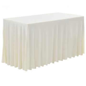  Įtemp. staltiesės su sijonais, 2 vnt., krem.sp., 120x60,5x74 cm