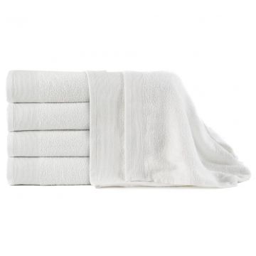  Vonios rankšluosčiai, 5vnt., balti, 100x150cm, medvilnė, 450g/m