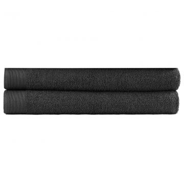  Saunos rankšluosčiai, 2vnt., juodi, 80x200cm, medvilnė, 450g/m