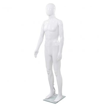  Vyriškas manekenas, stiklo pagr., blizgus baltas, 185cm 