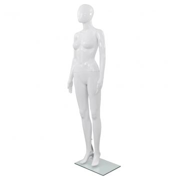  Moteriškas manekenas, stiklo pagrindas, blizgus, baltas, 175cm 