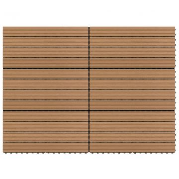  Grindų plytelės, 6vnt., rudos spalvos, 60x30cm, WPC, 1,08 m²