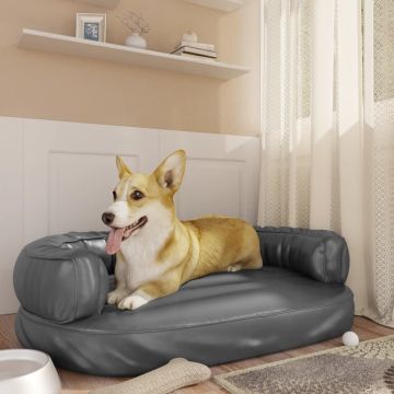  Ergonomiška lova šunims, pilkos spalvos, 88x65cm, dirbtinė oda