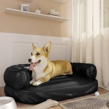  Ergonomiška lova šunims, juodos spalvos, 88x65cm, dirbtinė oda