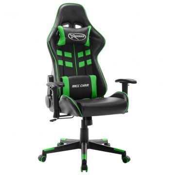  Žaidimų kėdė, juodos ir žalios spalvos, dirbtinė oda