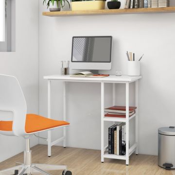  Kompiuterio stalas, baltos spalvos, 80x40x72cm, MDF ir metalas