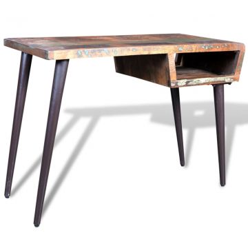 Rašomojo stalas, perdirbta mediena su geležinėmis kojelėmis