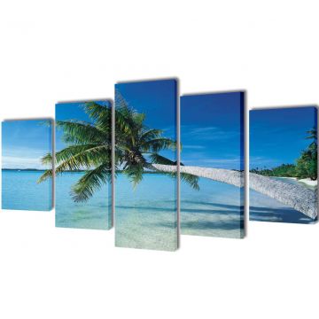 Fotopaveikslas "Paplūdimys ir Palmė" ant Drobės 100 x 50 cm