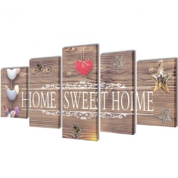 Fotopaveikslas su Užrašu "Home Sweet Home" ant Drobės 100 x 50 cm