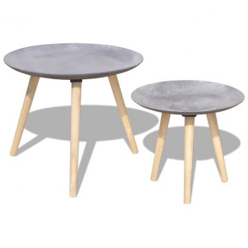  2 d. Kavos staliukų komplektas, 55 cm&44 cm, betono pilka sp.