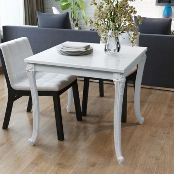  Valgomojo stalas, 80x80x76 cm, labai blizgus, baltas