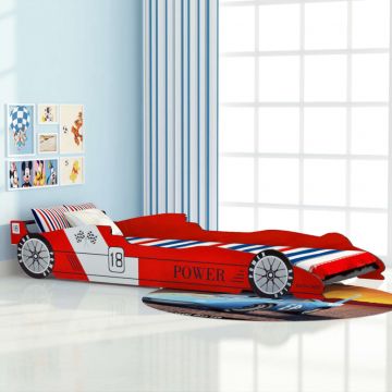  Vaikiška lova lenktyninė mašina, 90x200 cm, raudona
