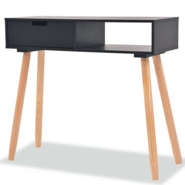  Konsolinis stalas, masyvi pušies mediena, 80x30x72cm, juoda