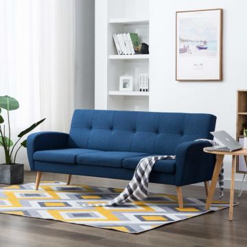  Trivietė sofa, audinys, mėlyna