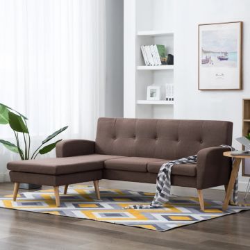  L-formos sofa, ruda, 186x136x79 cm, audinio apmušalas