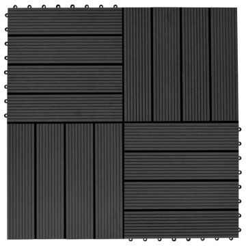  Grindų plytelės, 22 vnt., juodos sp., 30x30 cm, 2m², WPC