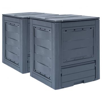  Sodo komposto dėžės, 2vnt., pilkos spalvos, 60x60x73cm, 520l