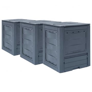  Sodo komposto dėžės, 3vnt., pilkos spalvos, 60x60x73cm, 780l