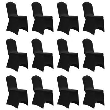  Kėdžių užvalkalai, 12vnt., juodos spalvos, įtempiami (2x241198)
