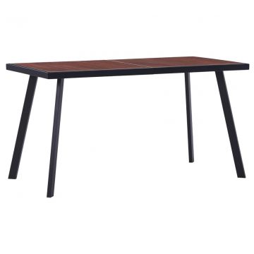  Valgomojo stalas, tamsios medienos ir juodas, 140x70x75cm, MDF