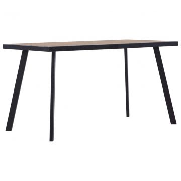 Valgomojo stalas, šviesios medienos ir juodas, 140x70x75cm, MDF