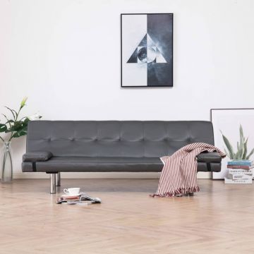  Sofa-lova su dviem pagalvėm, pilkos sp., dirbtinė oda