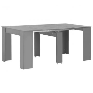  Išskleidž. valgomojo stalas, pilkos sp., 175x90x75cm, l. blizg.