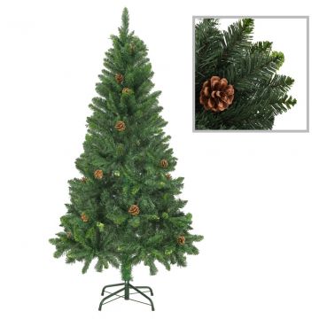  Dirbtinė kalėdinė eglutė su kankorėžiais, žalios sp., 150cm